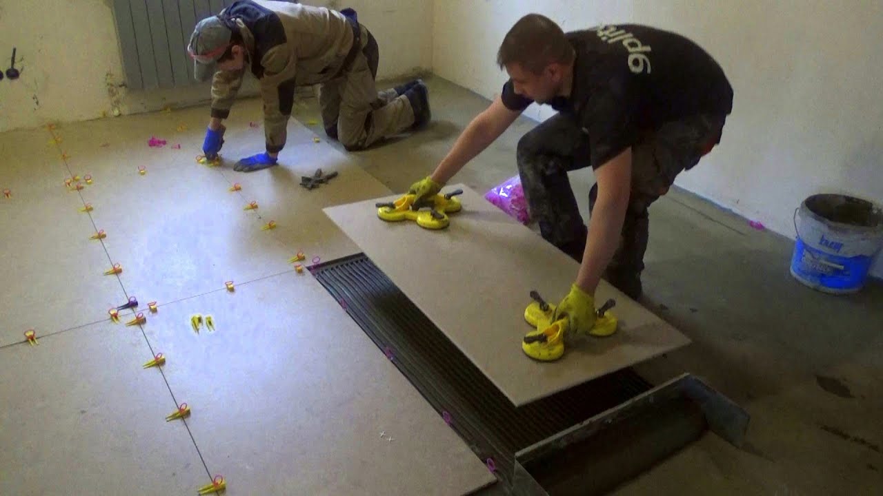 Укладка большой плитки на пол своими руками